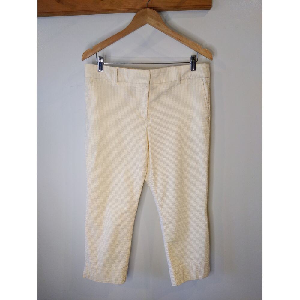 Dalia Butter Yellow Seersucker Cropped Pants Pinstripe Size 14 Summer